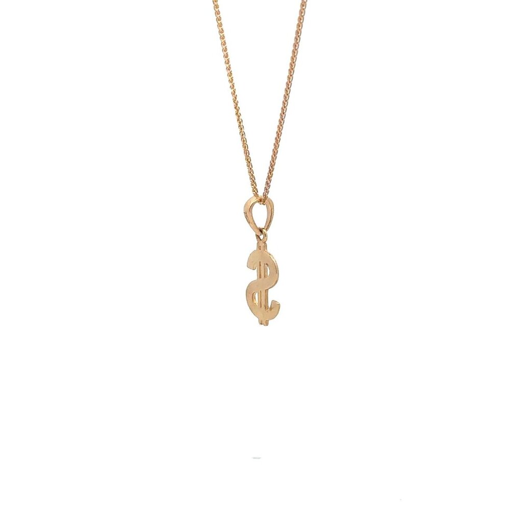 18K Gold Necklace Chain 17.75 inches Pendant Dollar Sign 2.43 grams - Picture 4 of 5